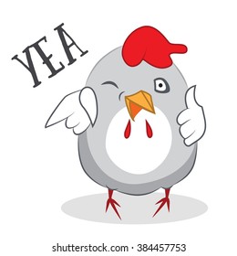funny chicken showing thumb