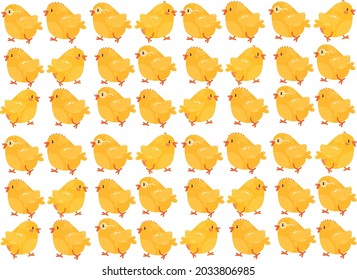 Funny chicks cute Big set vector pattern isolated