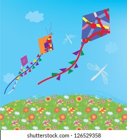 Funny child background for holidays with objects