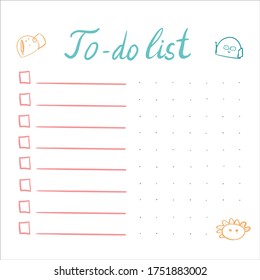 Funny child planner and to-do illustration