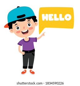 Funny Child Presenting And Pointing