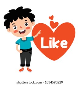 Funny Child Presenting And Pointing