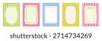 Funny childish frames with stripes Squiggle colorful photo borders. Wiggly vector text box set.