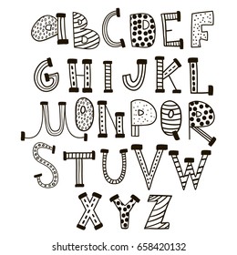 Funny Childish Hand Drawn Alphabet Vector Stock Vector (Royalty Free ...