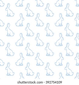 Funny childish seamless pattern with bunnies. Sweet and adorable vector ornament. Could be used as print for wrapping paper, easter greeting card and textile.