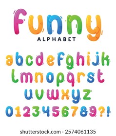Funny Children Alphabet and Bright Balloon Font Vector Set