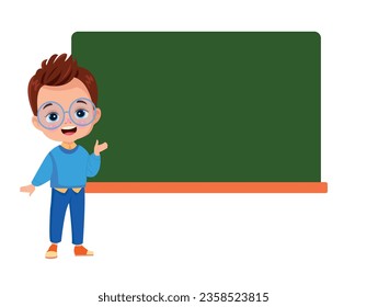 Funny Children With Empty Blackboard