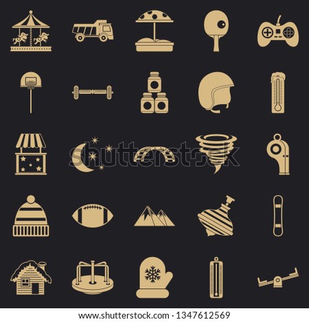 Funny children icons set. Simple set of 25 funny children vector icons for web for any design