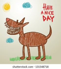 funny children picture 01, dog, vector