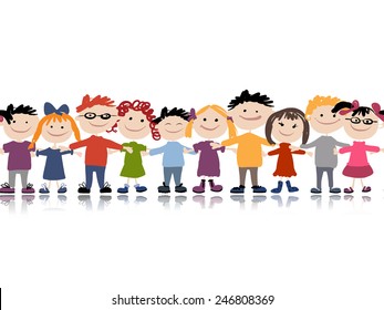 Funny children, seamless pattern for your design. Vector illustration