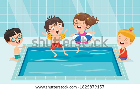 Funny Children And Swimming Pool