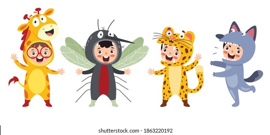 Funny Children Waering Animal Costumes