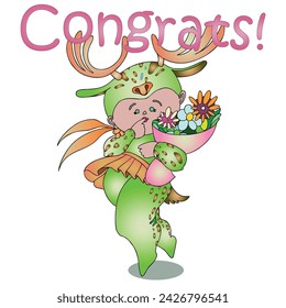 Funny children's animal costumes for boys and girls for masquerade. Deer costume. Flat design vector illustration.