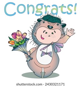 Funny children's animal costumes for boys and girls for masquerade. Hedgehog costume. Flat design vector illustration.