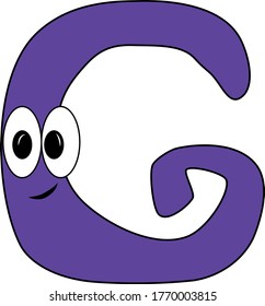 Funny children's colorful bright alphabet. The Letter G. Funny round surprised eyes. A friendly image. Joking friends of the letter.