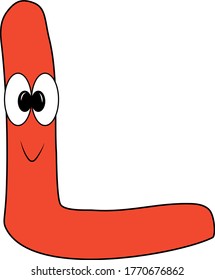 Funny children's colorful bright alphabet. The Letter L. Funny round surprised eyes. A friendly image. Joking friends of the letter.