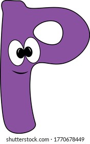 Funny children's colorful bright alphabet. The Letter P. Funny round surprised eyes. A friendly image. Joking friends of the letter.
