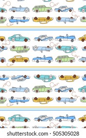 Funny children's  pattern with bulky colorful cars