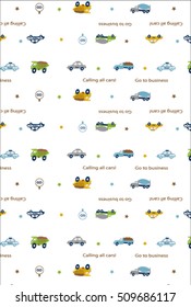 Funny children's  pattern with bulky colorful cars