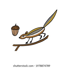 Funny Chimpank with nut. Ground Squirrel. Sketch for your design