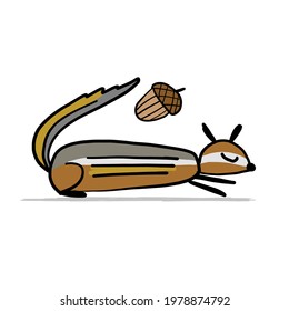 Funny Chimpank with nut. Ground Squirrel. Sketch for your design