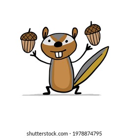 Funny Chimpank with nut. Ground Squirrel. Sketch for your design