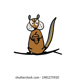 Funny Chimpank with nut. Ground Squirrel. Sketch for your design