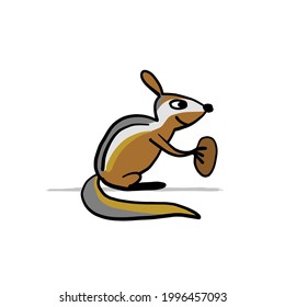 Funny Chimpank with nut. Ground Squirrel. Sketch for your design