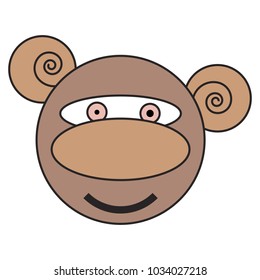 Funny chimpanzee head smiling on a white background. Vector art.