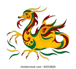 funny Chinese dragon is symbol of calendar 2012