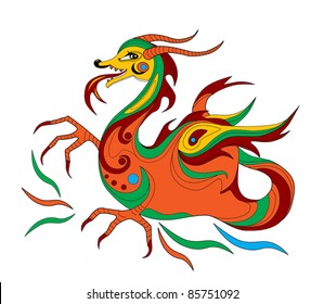 funny Chinese dragon is symbol of calendar 2012