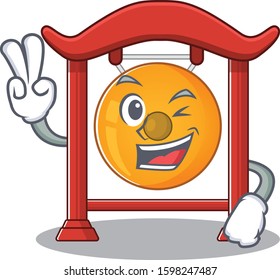 Funny chinese gong Scroll cartoon Character with two fingers