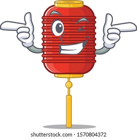 Funny chinese lantern mascot cartoon style with Wink eye