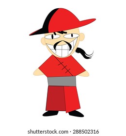 Funny Chinese Man Cartoon Character 