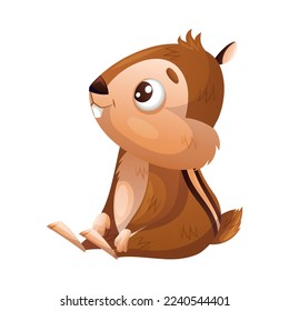 Funny Chipmunk Character with Cute Snout Sitting and Smiling Vector Illustration