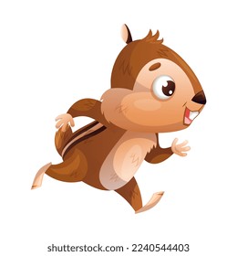 Funny Chipmunk Character with Cute Snout Running Vector Illustration