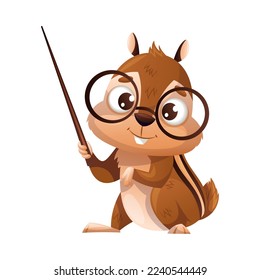 Funny Chipmunk Character with Cute Snout Wearing Glasses and Holding Pointer Vector Illustration