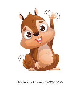 Funny Chipmunk Character with Cute Snout Waving Paw Greeting Vector Illustration