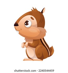 Funny Chipmunk Character with Cute Snout Sitting Vector Illustration