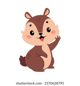 Funny Chipmunk Character with Cute Snout Greeting Vector Illustration