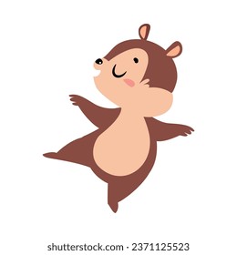 Funny Chipmunk Character with Cute Snout Dancing Vector Illustration