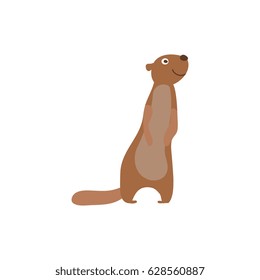 Funny chipmunk personage vector illustration isolated on white background. Cute wild animal, zoo wildlife character in cartoon style.