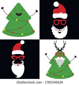Funny chistmas card, vector illustration