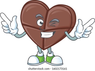 Funny chocolate bar love cartoon character style with Wink eye