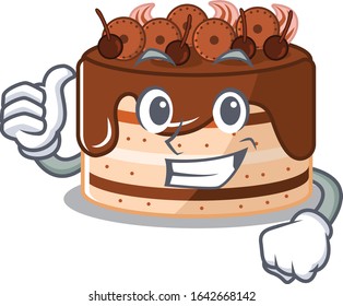 Funny chocolate cake making Thumbs up gesture