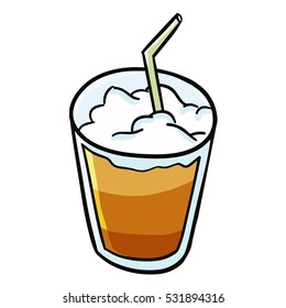 Funny chocolate float with straw - vector.