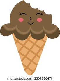 Funny chocolate ice cream cone
