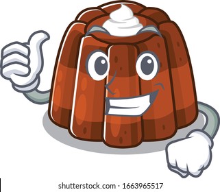 Funny chocolate pudding making Thumbs up gesture