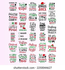 Funny Christmas alcohol SVG bundle, Typography design.