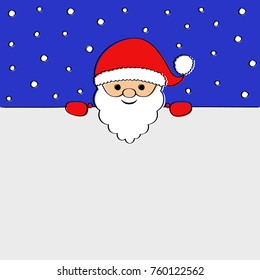 Funny Christmas background with Santa Claus. Vector.